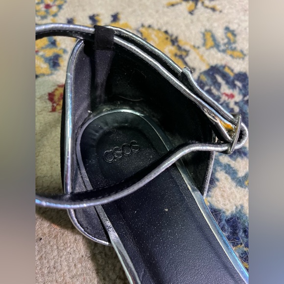 Black Cat Face Pointed Toe Flats with Ankle Strap - Picture 5 of 7